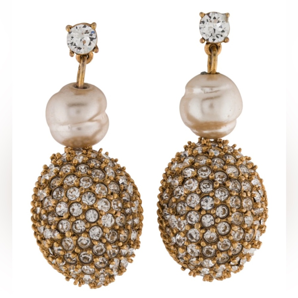 Oscar de la renta gold plated faux pearl earrings